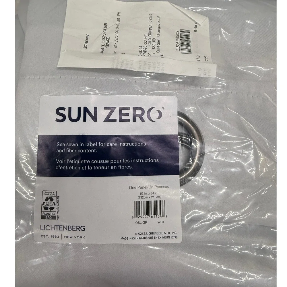 Sun Zero Oslo Grommet Curtain Panel 50x96 White – New